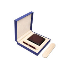 Lapis Bard Gift Set Contemporary Ballpoint Pen With Ducorium Wallet ? Bordeaux With Gold Trims