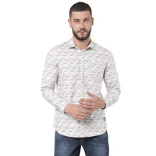 Lee Men Beige Printed Slim Fit Shirt