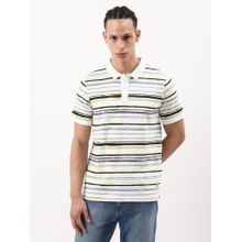 Lee Men Striped White Polo T Shirt Slim