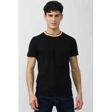 Peter England Men Black Solid Round Neck T-Shirts