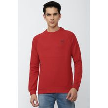 Peter England Men Red Solid Crew Neck Sweatshirt