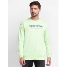Spykar Mint Green Cotton Full Sleeve Round Neck Sweatshirt for Men