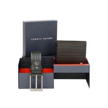 Tommy Hilfiger Tavira Men Leather Belt & Wallet Gift Set - Black