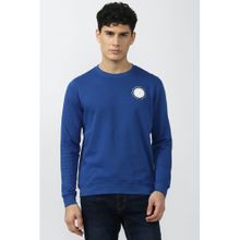 Van Heusen Men Blue Solid Crew Neck Sweatshirt