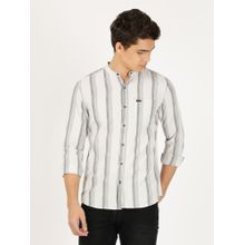 Wrangler Men Striped Grey Shirt (Regular)