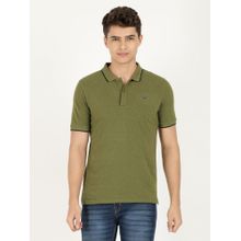 Wrangler Men Solid Green Polo T-Shirt (Regular)
