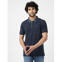 Wrangler Men Solid Blue Polo T-Shirt (Regular)