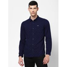 Wrangler Mens Slim Printed Indigo Shirt