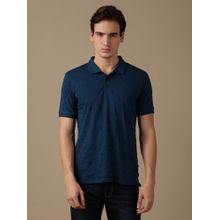 Wrangler Men Textured Blue Polo T Shirt Regular
