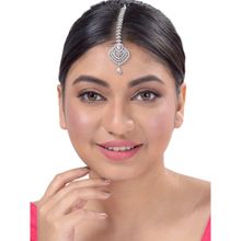 Saraf RS Jewellery Beautiful Diamond Shaped Maangtikka Ad Studded Silver Plated For Women (Onesize)
