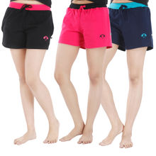 Nite Flite Women'S Cute Owl Cotton Sleep Shorts - Pack Of 3 Black,Navy & Pink