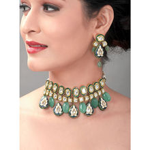 Joules By Radhika Wedding Green Earrig & Necklace Set With Kundan