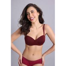 Zivame Padded Wired Coverage Multiway Bra - Maroon