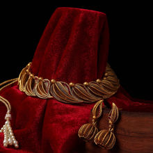 PANASH Gold-plated Red Handcrafted Stone-studded Sustainable Jewellery Set