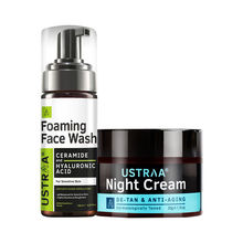 Ustraa Foaming Face Wash For Sensitive Skin & Night Cream De Tan And Anti-Aging