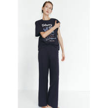 H&M Women Blue Printed cotton pyjamas and T-Shirt