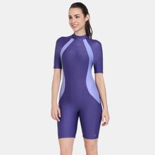 Zivame Zelocity Swimsuit with Zipper - Navy Blue