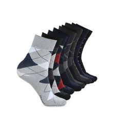 Crusset Men Formal Crew Pack of 9 Socks In Multi-Color