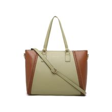 Diana Korr Green Solid Faux Leather Tote Bag