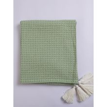 Jamio Firati Textured Green Solid Design Cotton Throw (125 x 150 cm)
