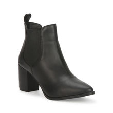 Truffle Collection Black Pu Slip On Ankle Boots