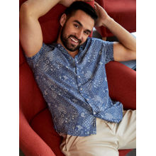 Campus Sutra Mens Baby Blue Paisley Shirt