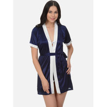 Mod & Shy Navy Blue Sexy Satin 3 Pcs Nightwear Set