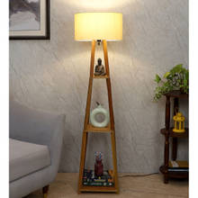 Tu Casa Cream Blace Netima Floor Lamp with Shelf