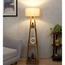 Tu Casa Beige Blace Netima Floor Lamp with Shelf