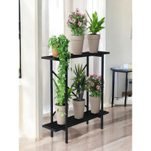 Ecofynd Black Heavy Duty Metal Plant Stand for Balcony