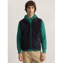 GANT Men Blue Solid Sleeveless Fleece Jacket
