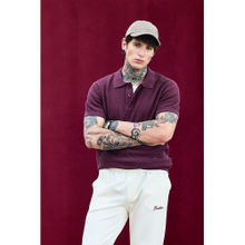 Snitch Bordeaux Wine Relaxed Fit Polo T-Shirt