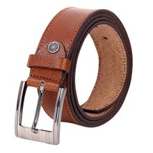 Leather World Men Solid Genuine Leather Belt Tan