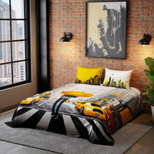 Quirk Loom New York Printed Satin King Bedsheet with 2 Pillow Covers