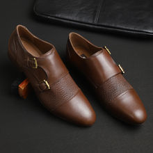 EZOK Brown Monk Straps Formal Shoes