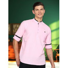 KUONS AVENUE Mens Pink Linen Cotton Short Kurta
