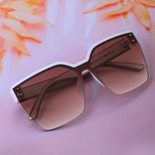Carlton London Premium White with Brown Toned & UV Protected Lens Oversized Sunglass for Women (65)