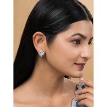 Teejh Swaran Sanya CZ Stones Silver Plated Stud Earrings