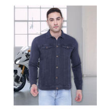 KUONS AVENUE Mens Navy Blue Casual Trucker Denim Jacket