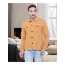 KUONS AVENUE Mens Yellow Casual Trucker Denim Jacket