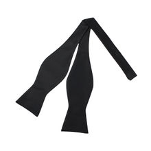 PELUCHE Noir Elegance Black Satin Open Bow Tie for Men
