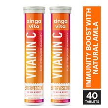 Zingavita Vitamin C + Zinc Tablets For Stronger Immunity & Glowing Skin - Buy 1 Get 1 Free