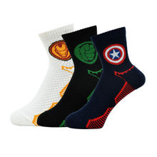Balenzia X Marvel Avengers High Ankle Half Cushioned Socks for Men-White,Green,Navy (Pack of 3)