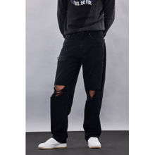 Snitch Revolution Black Distressed Baggy Fit Jeans