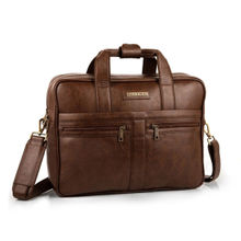 Smith & Blake Messenger Bag Double Compartment Brown Leatherette| Uptown