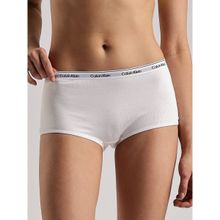 Calvin Klein White Solid Mid Rise Boy-Shorts