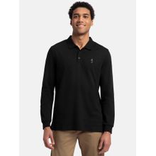 Jockey 3914 Men Black Super Combed Cotton Rich Solid Full Sleeve Polo T-Shirt