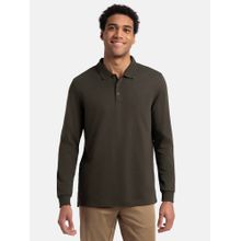 Jockey 3914 Men Olive Super Combed Cotton Rich Solid Full Sleeve Polo T-Shirt