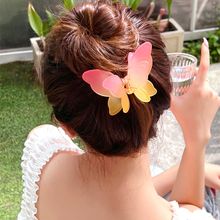 Yellow Chimes Set of 3 Big Size Dual Shade Color Hair Clutches of Butterfly Design