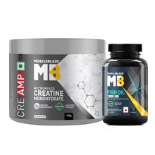 MuscleBlaze Creatine MonohydrateCreAMP (Unflavoured) With Omega 3 Fish Oil 1000mg, 30 Capsules